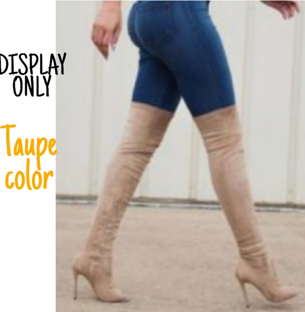 New Taupe Stretch Knee High Boots